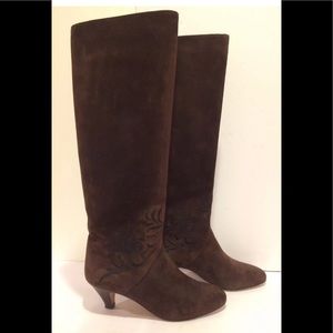 Perry Ellis knee high boots fine suede brown 6 M